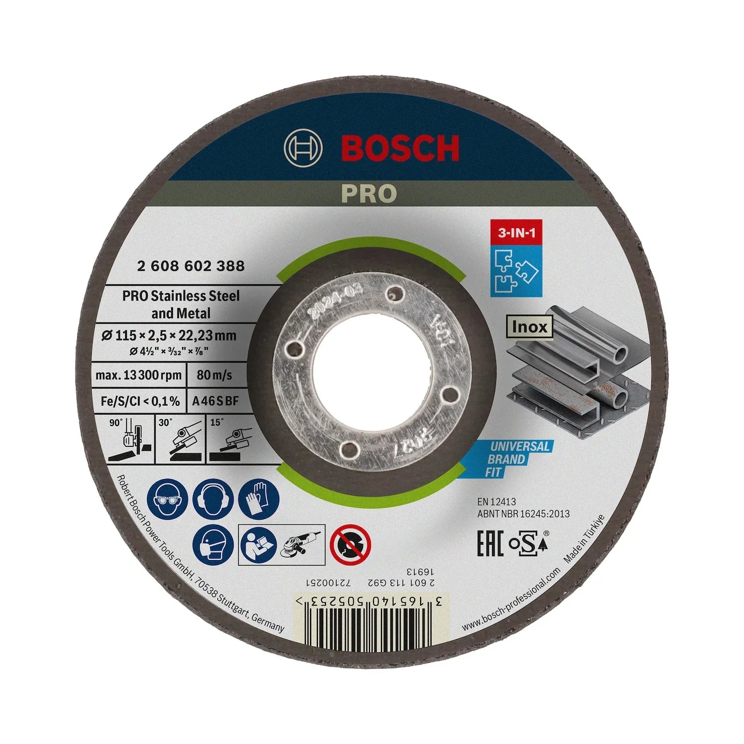 Disco 3 en 1 Bosch PRO StainlessSteel&Metal 115mm Deprimido