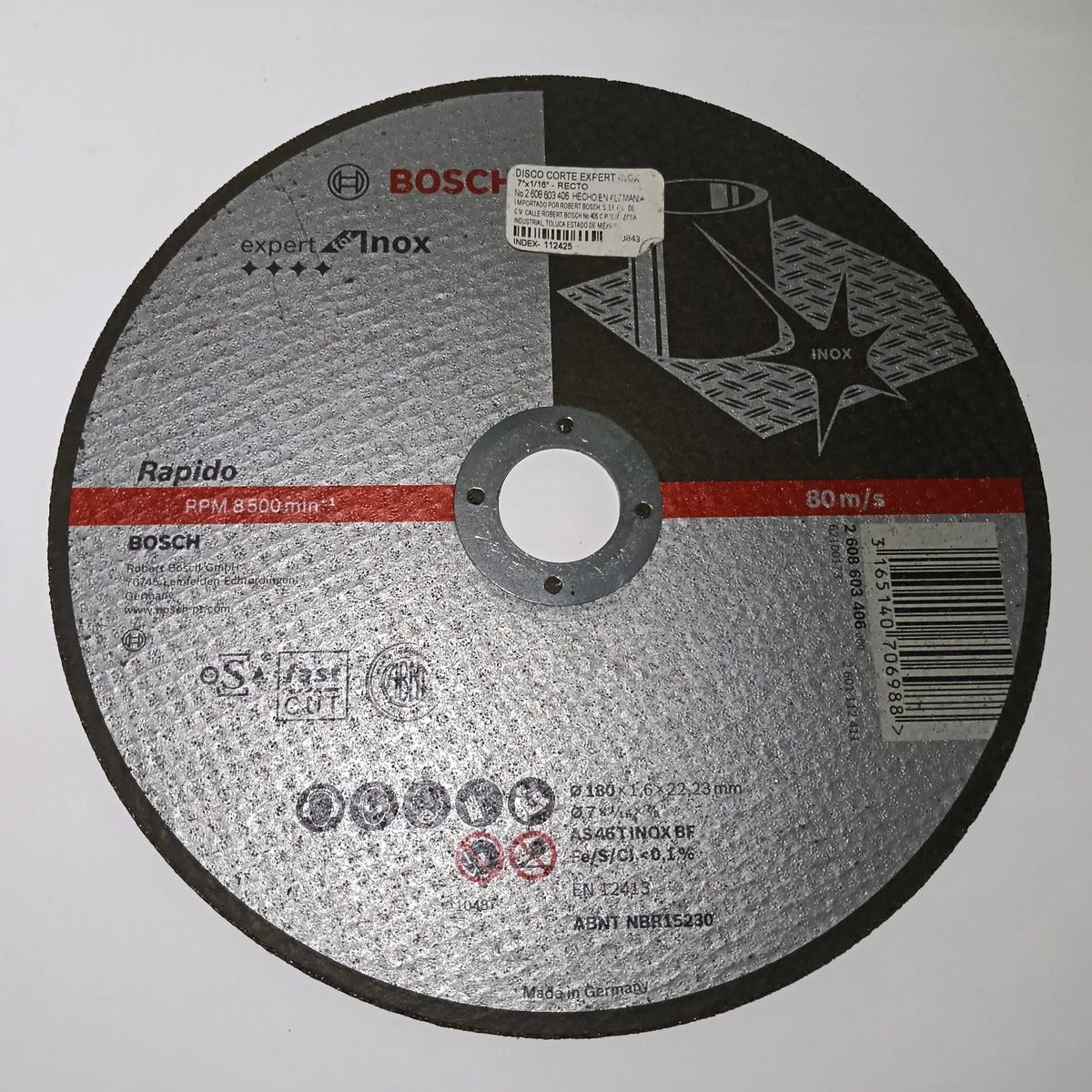 Disco Abrasivo De Corte 7" X 1/16" X 7/8" EXPERT INOXIDABLE
