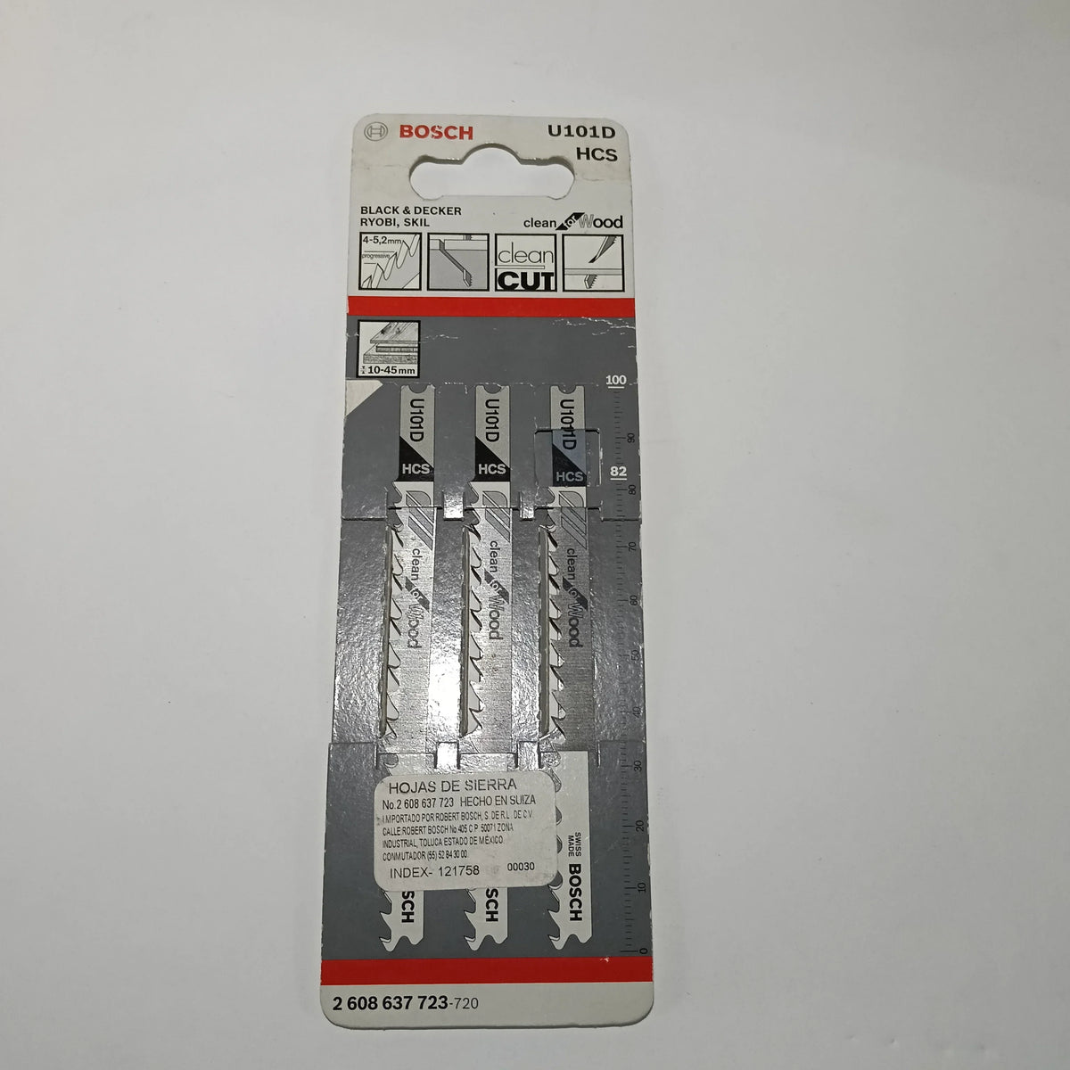 U101D HCS, Corte LIMPIO, Madera 10-45mm (3 Pza MADERA