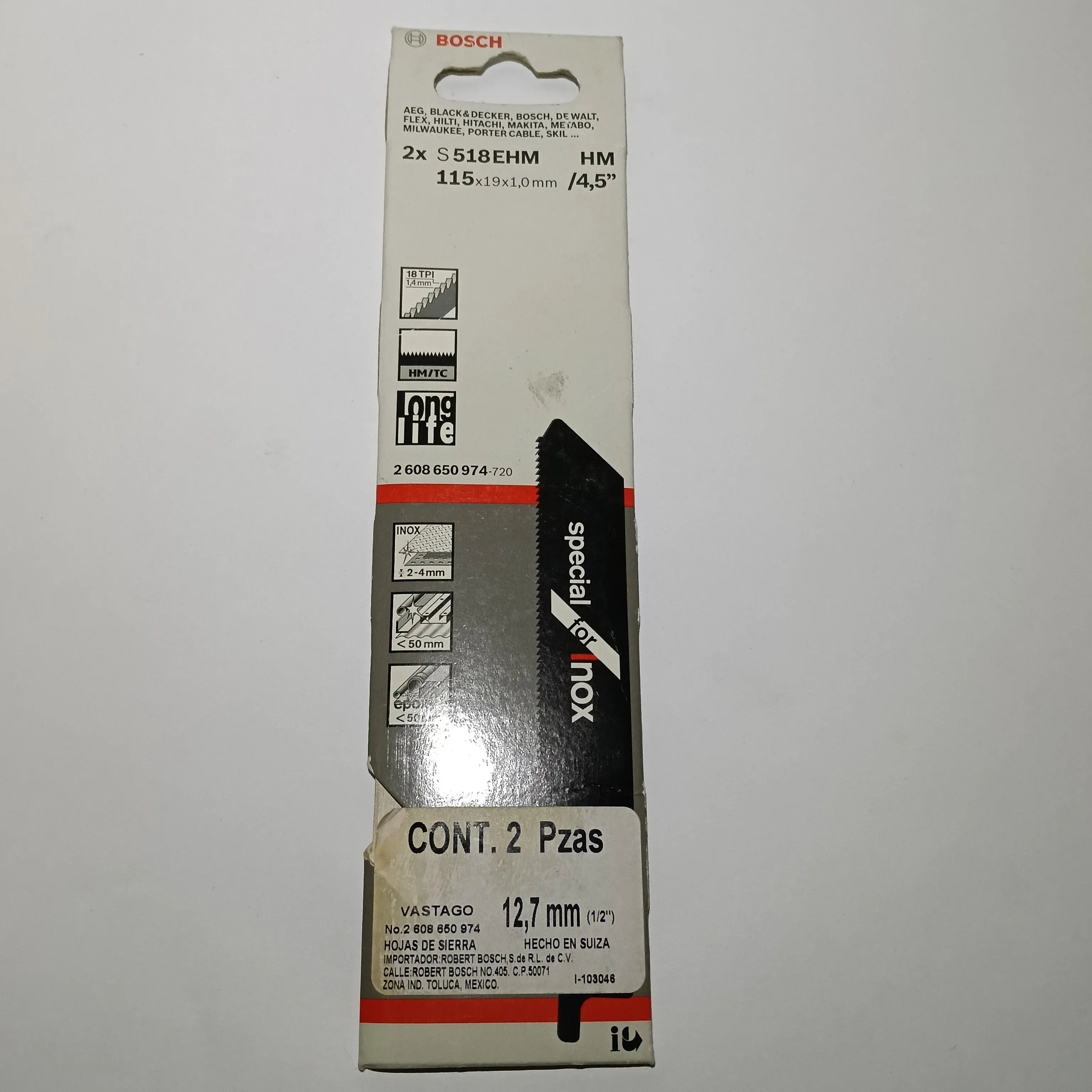 S518EHM Hm 115 mm. 2 Pz INOXIDABLE