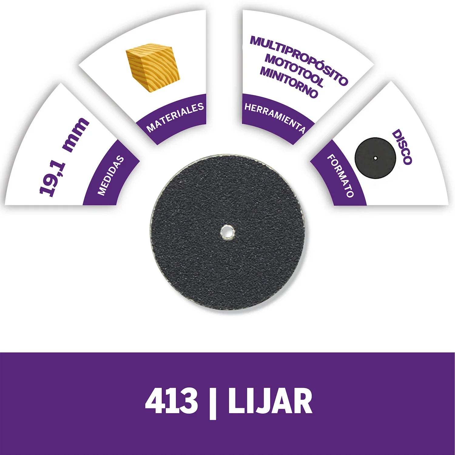 Disco De Lija De 19,1mm De Grano Fino Para Madera y Remoción De Pintura (Modelo 413) Dremel