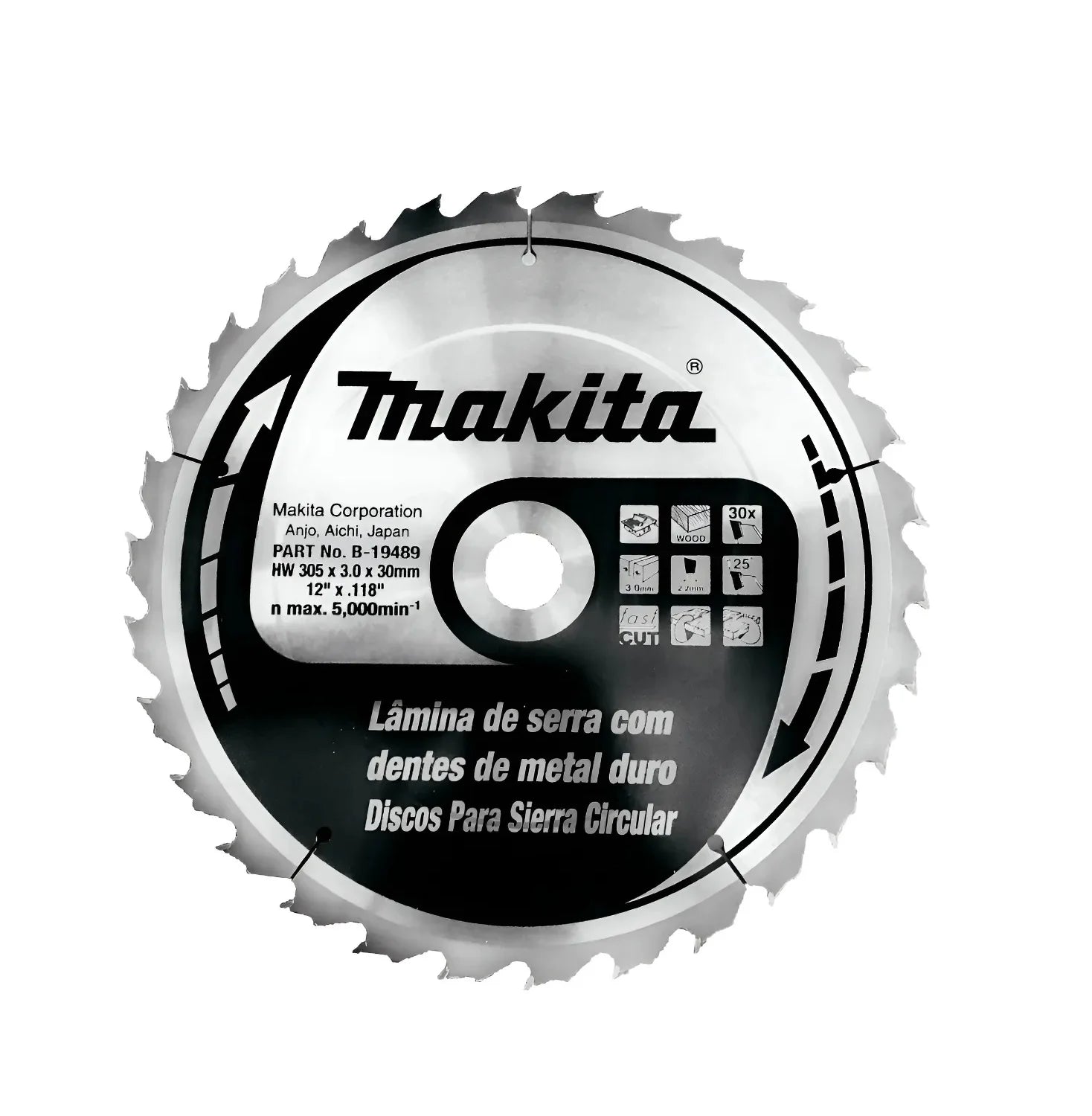 Disco P/SIERRA Circular 12" X 1 3/16" X 30 D. T.C.T P/M