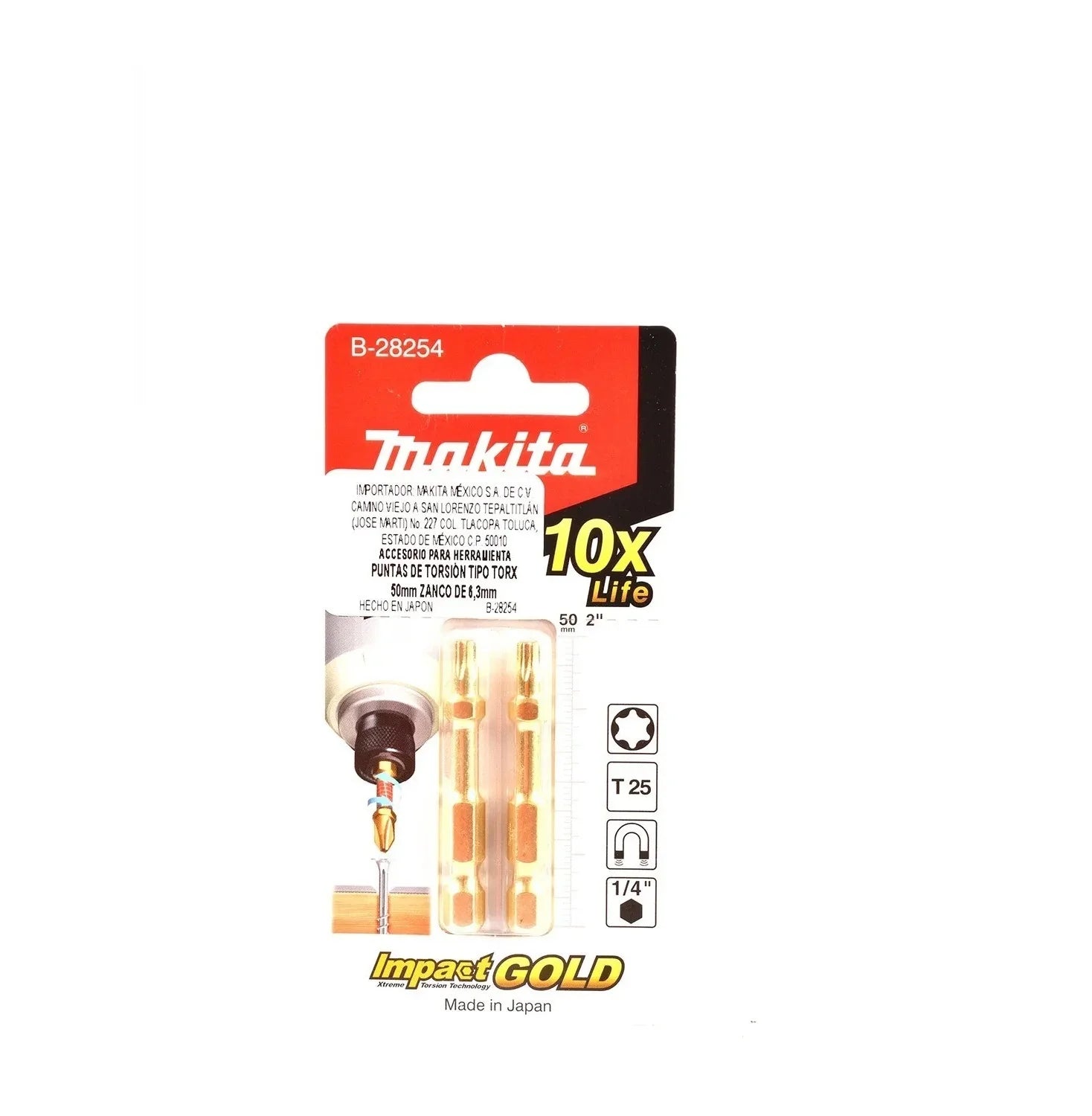 Punta (T) T25 X 2" Impact Gold (2 PZAS)