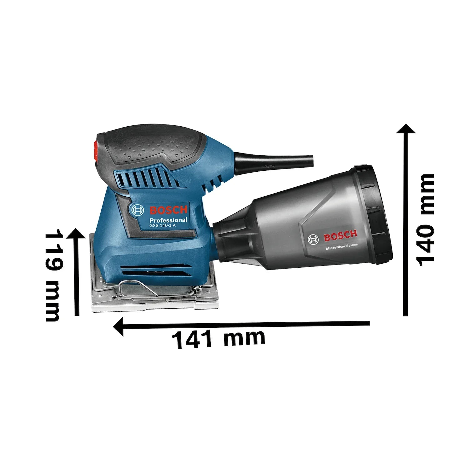 Lijadora orbital de palma Bosch GSS 140-1A 180W 127V 3 lijas