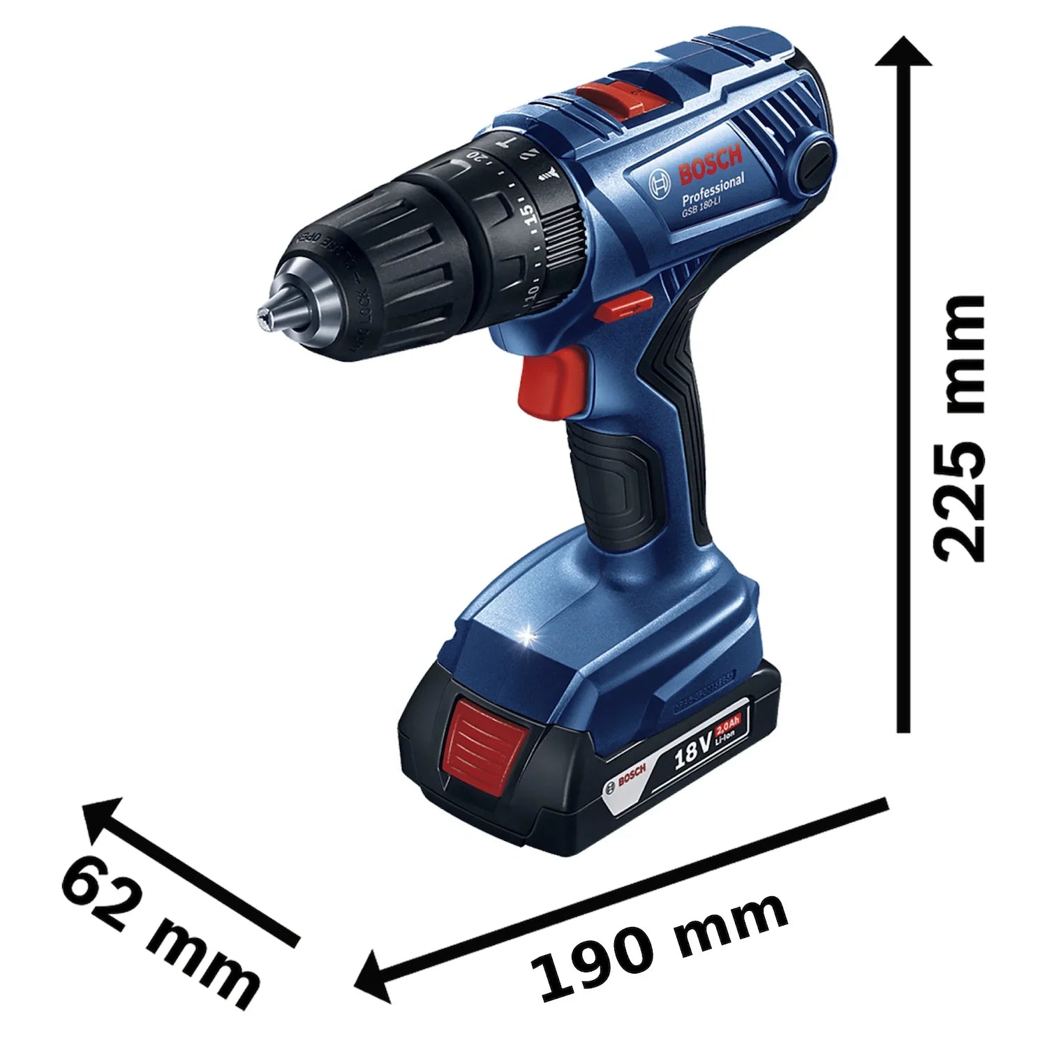 Rotomartillo inalámbrico Bosch GSB 180-LI 18V 2 baterías y maletín