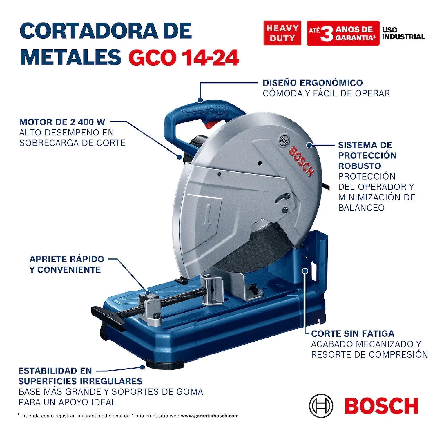 Cortadora de Metales Bosch GCO 14-24 2400W 127V con 1 disco