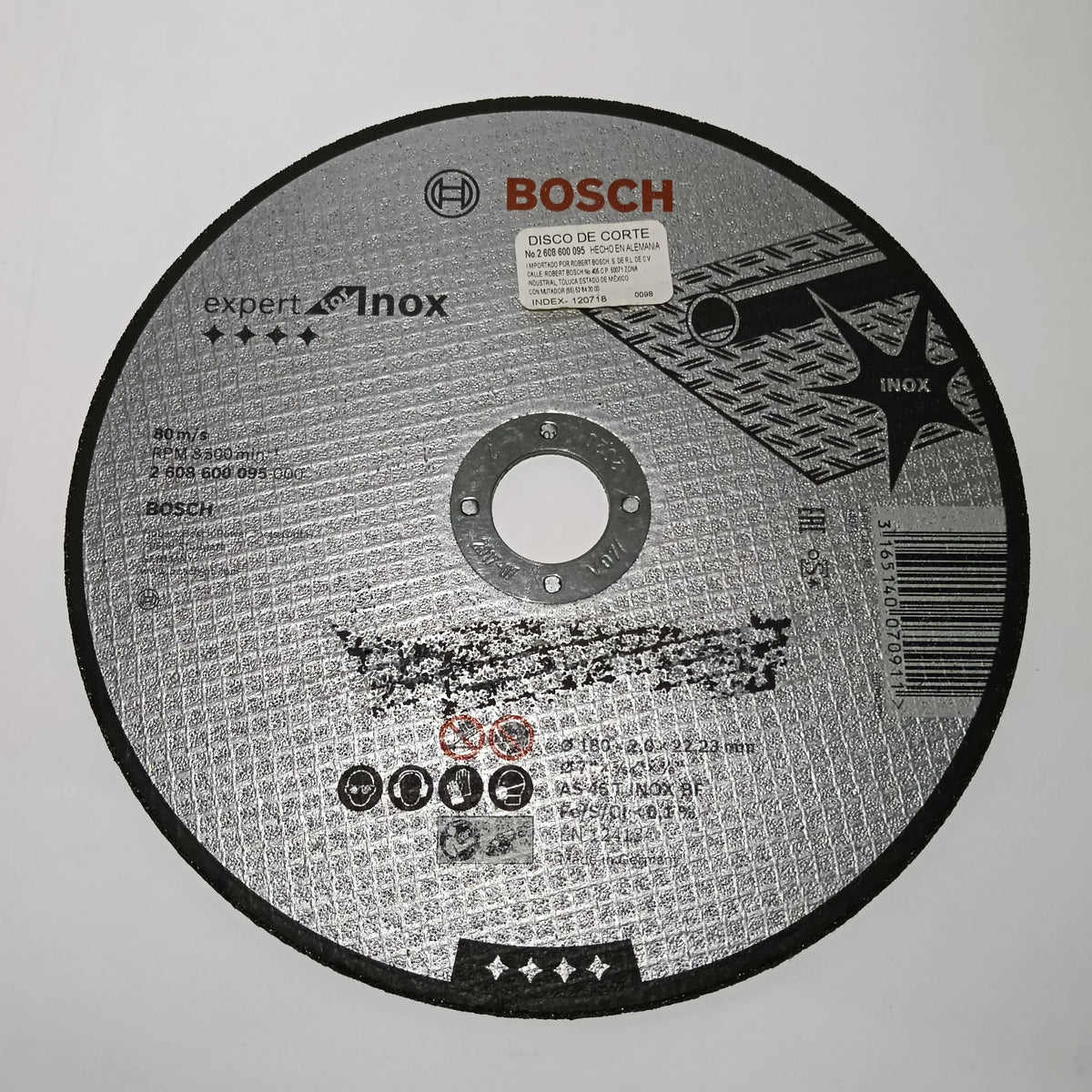 Disco Corte 7"x5/64"x7/8" ACERO INOXIDABLE