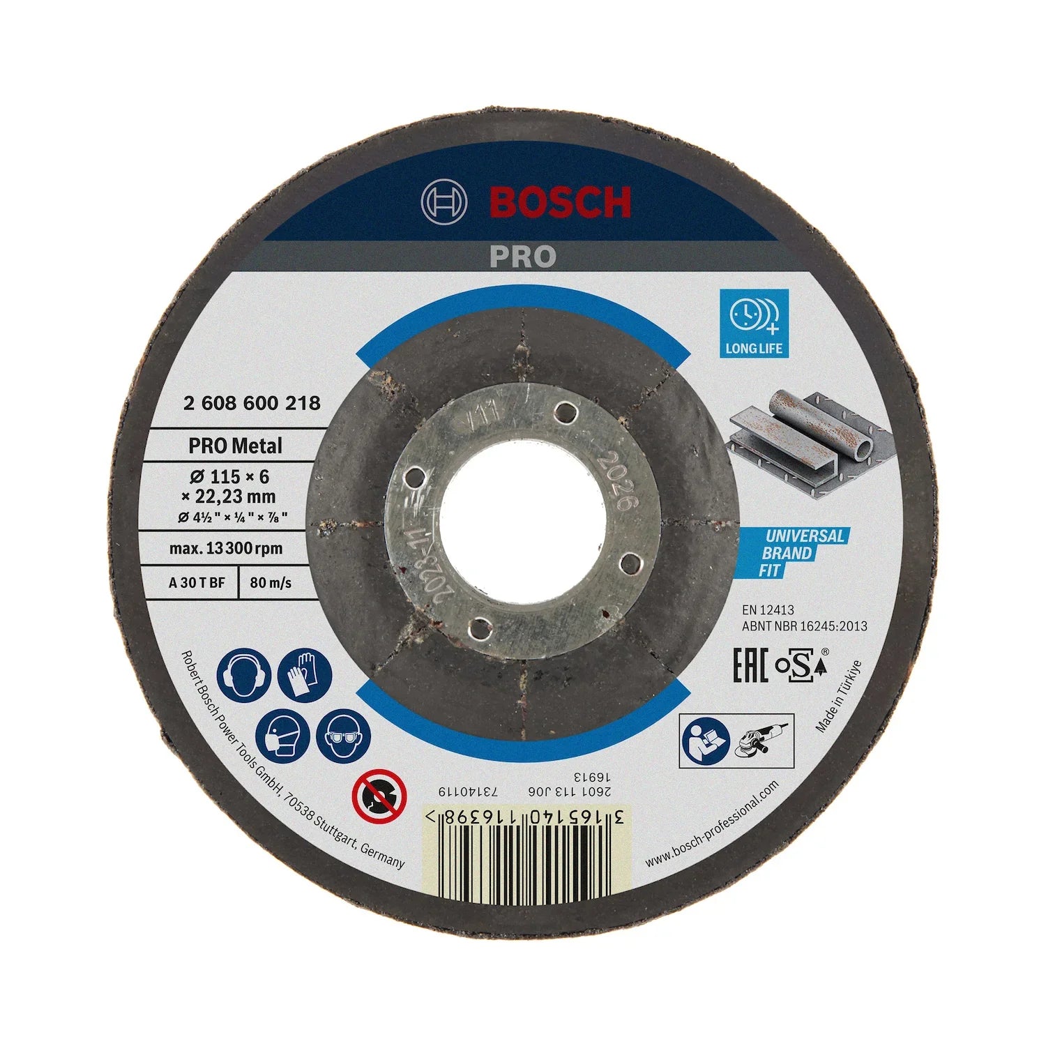 Disco de desbaste Bosch PRO Metal 115x6,0mm G30 Deprimido