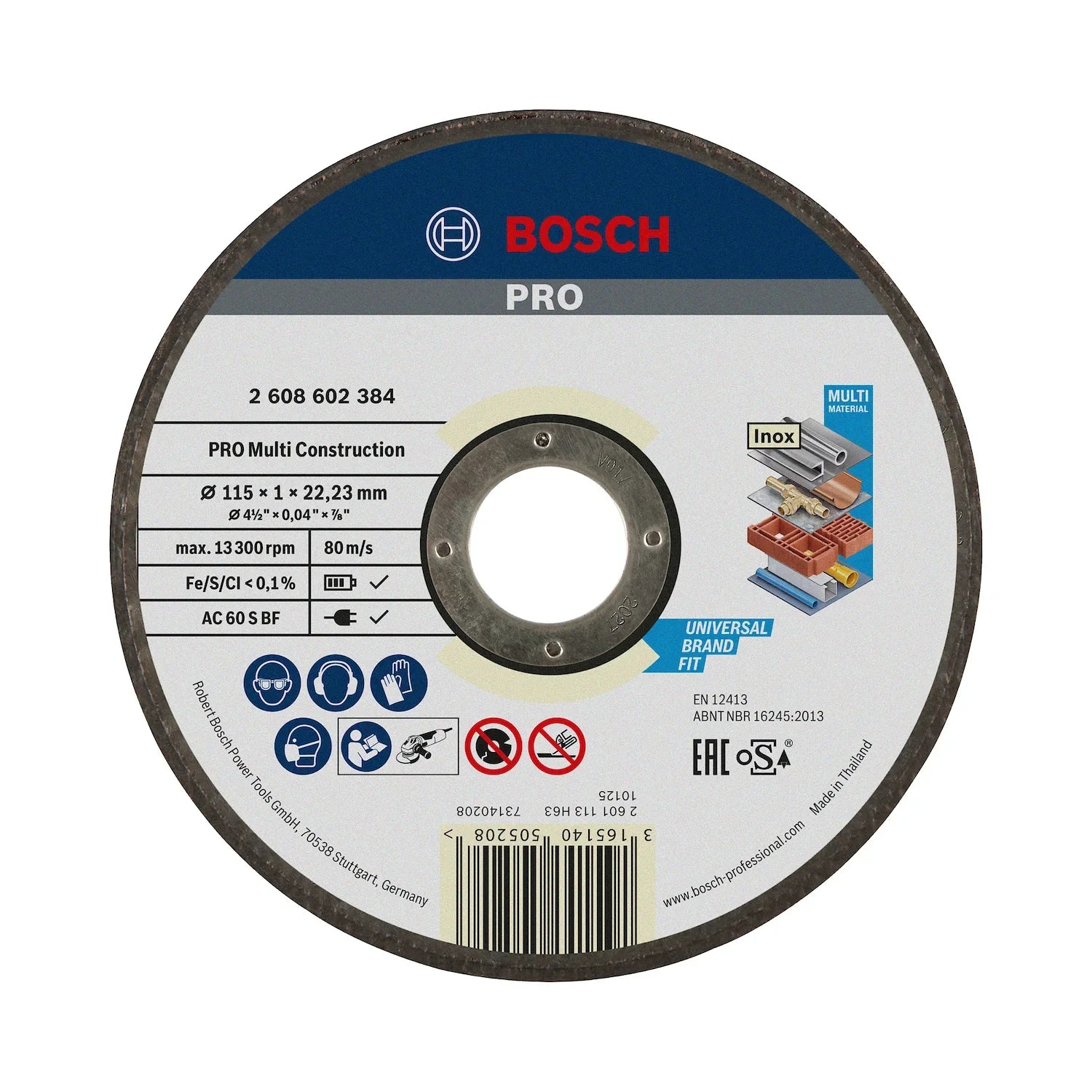 Disco de corte Bosch PRO Multi Construction 115x1,0mm Recto