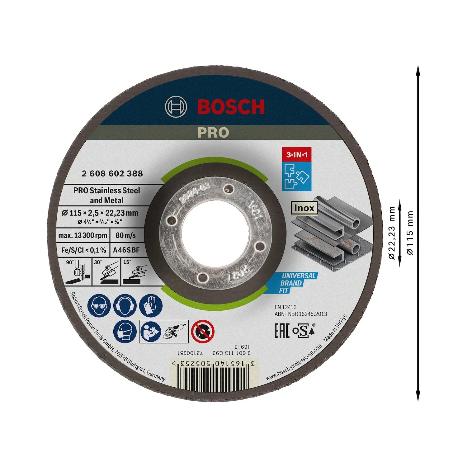 Disco 3 en 1 Bosch PRO StainlessSteel&Metal 115mm Deprimido