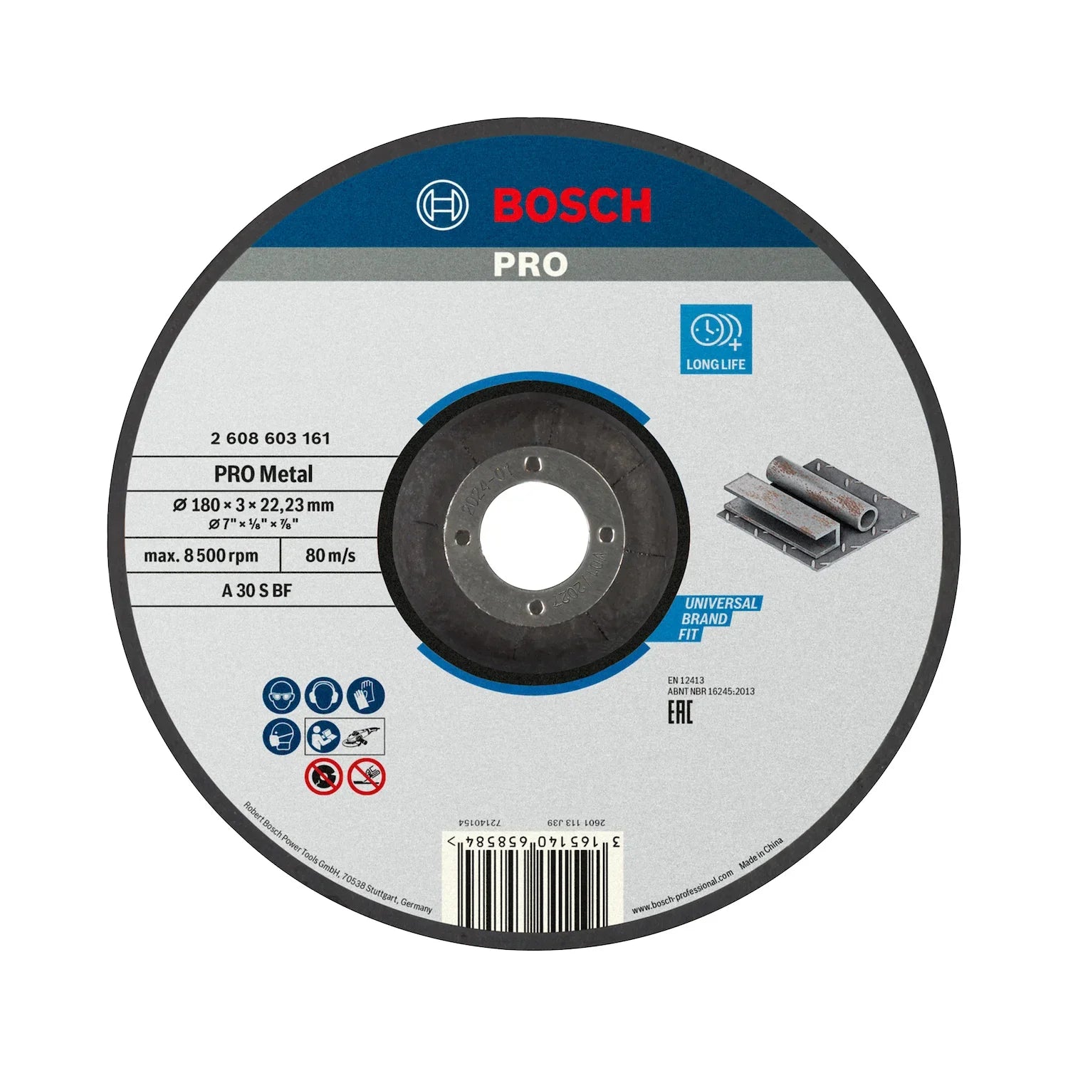 Disco de corte Bosch PRO Metal 180x3,0mm G30 Deprimido