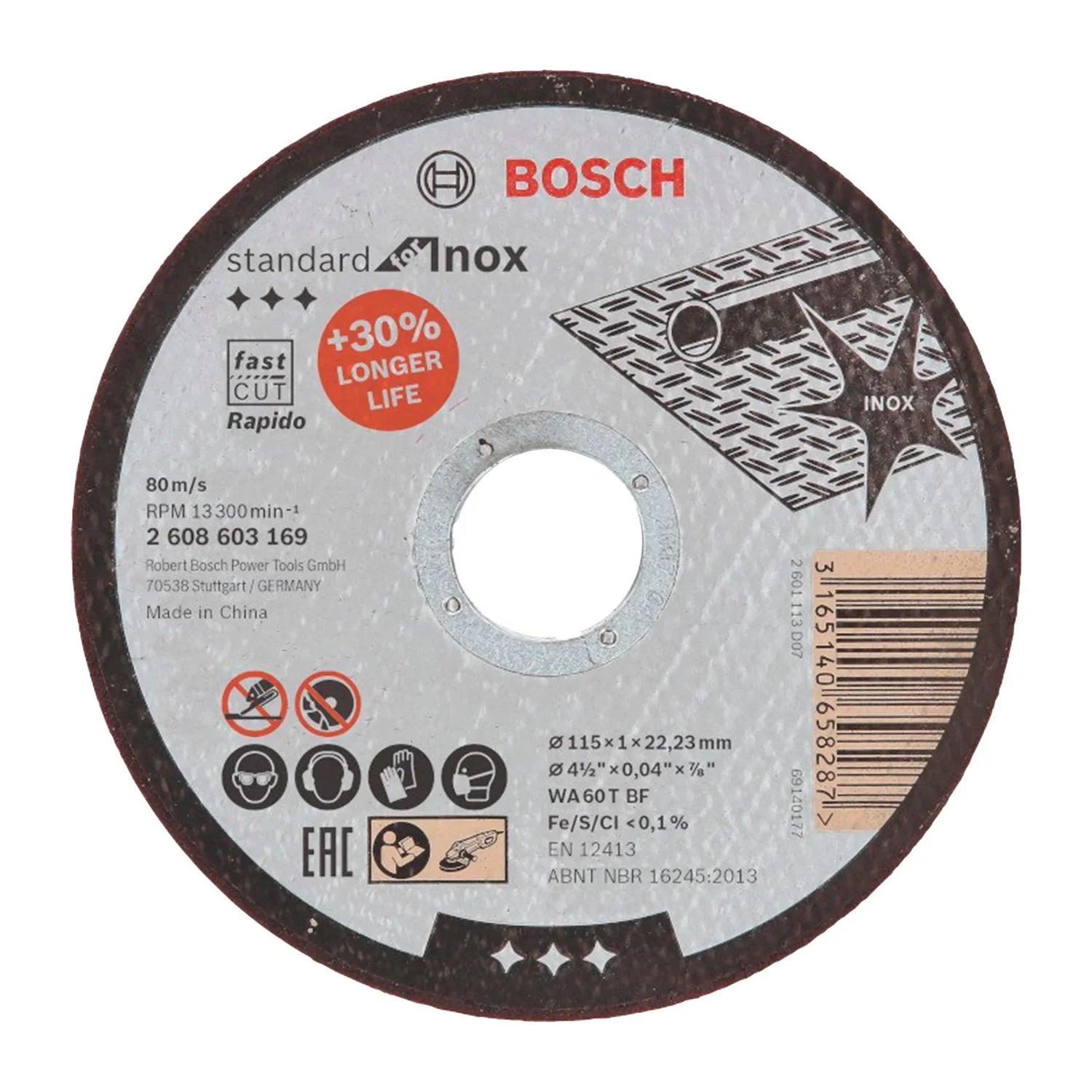 Disco de Corte Bosch Standard for Inox 115x1,0mm