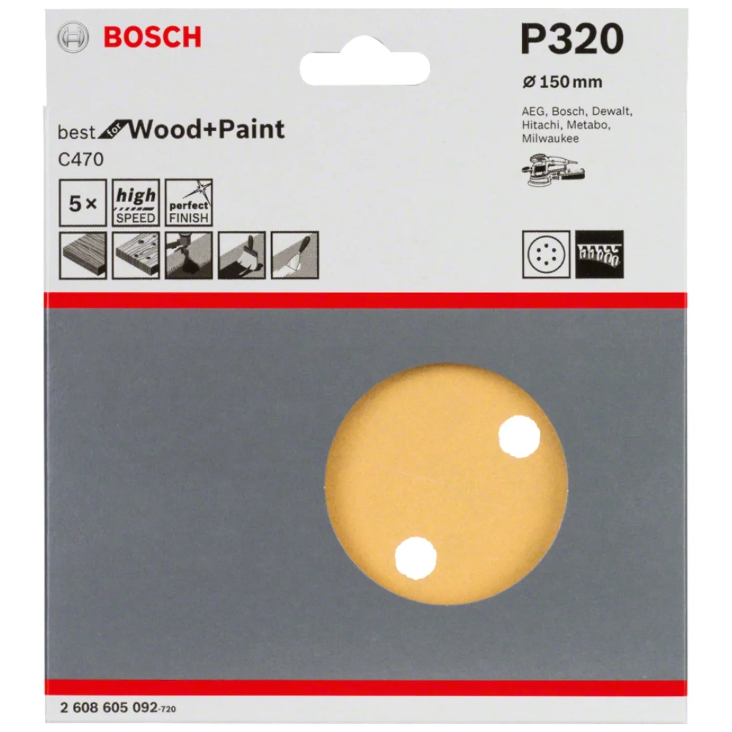 Disco de Lija Bosch C470 Best for Wood&Paint; 150mm G320