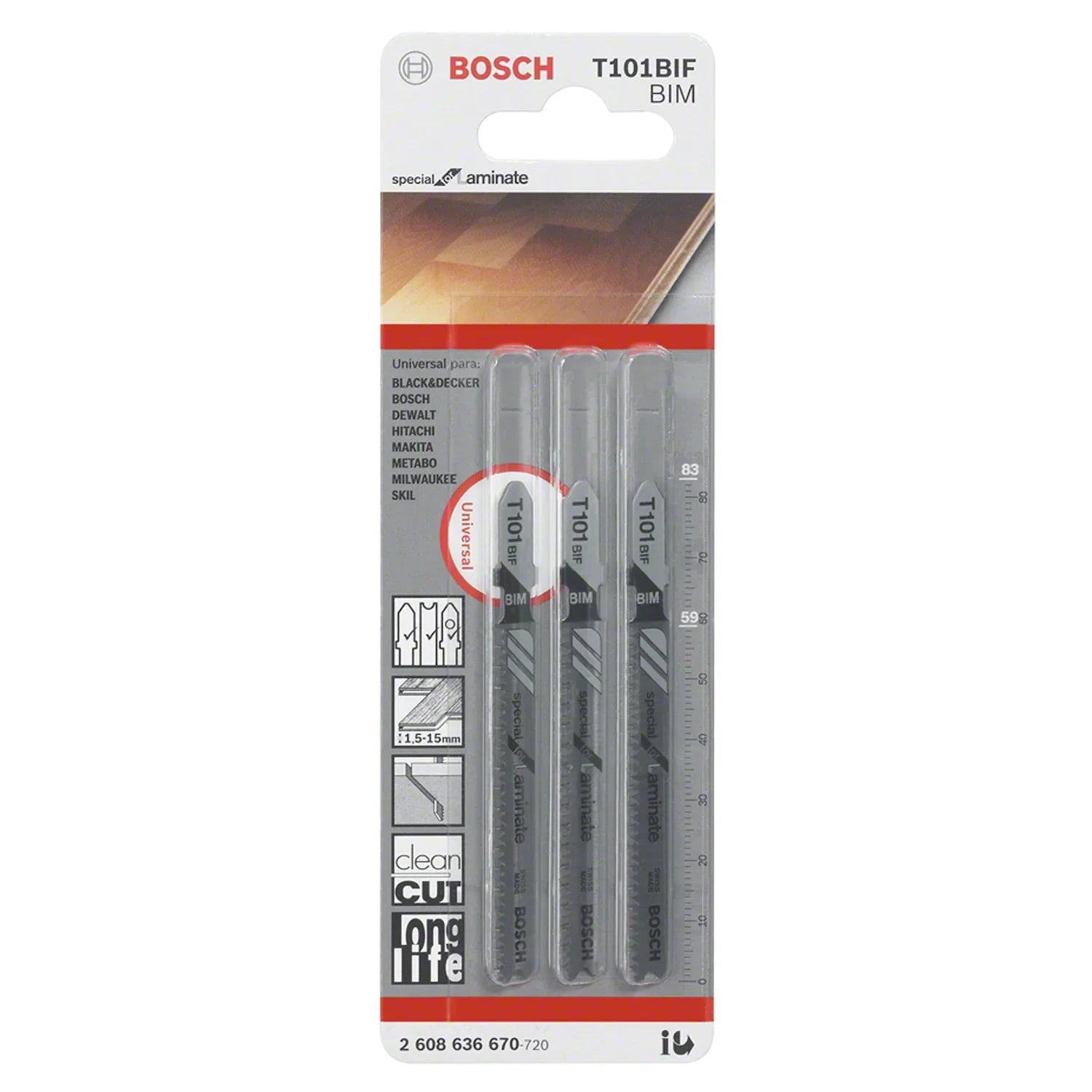 Segueta T101BIF Bosch Special for laminate 82mm 3un