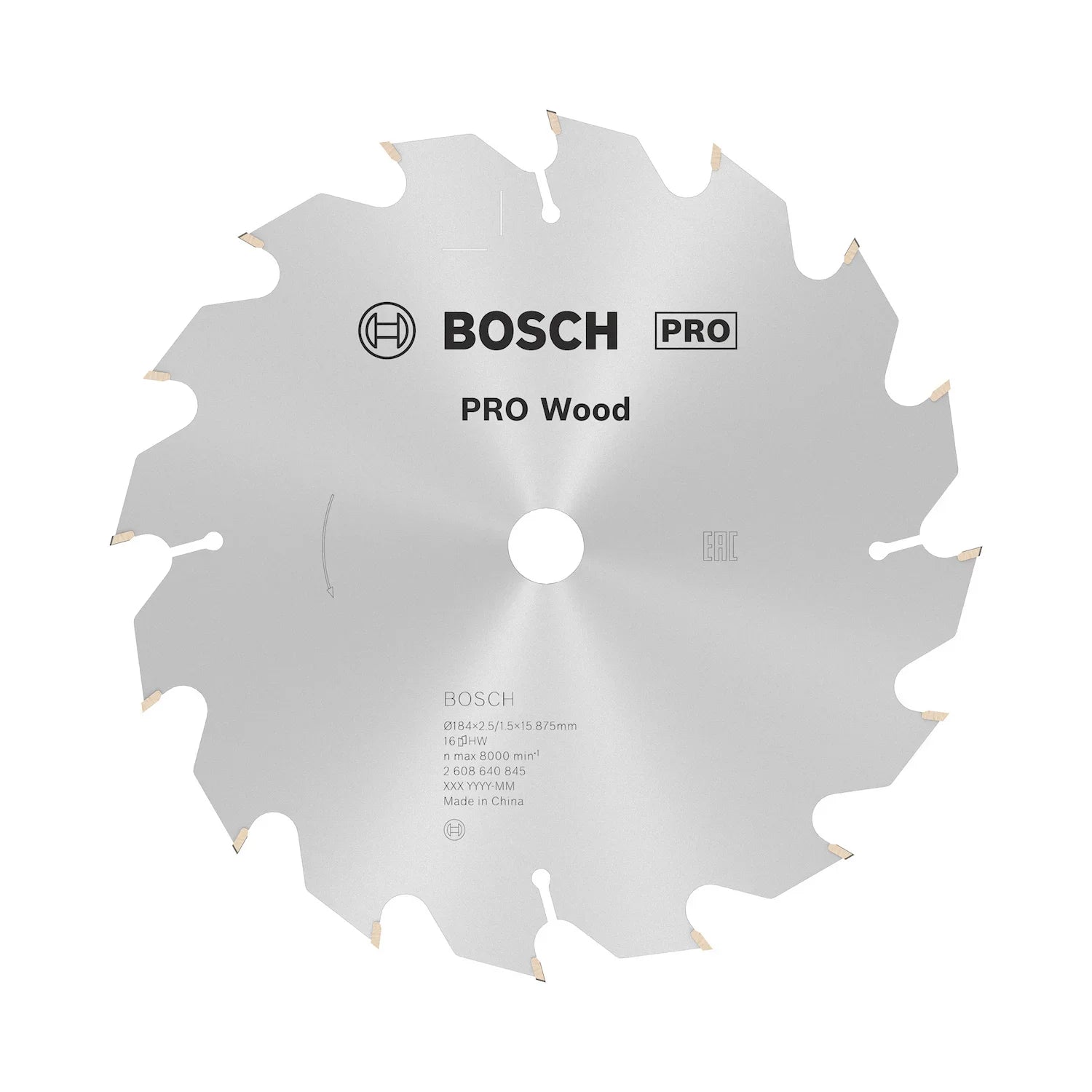 Disco de sierra circular Bosch PRO Wood 184mm, 16 dientes