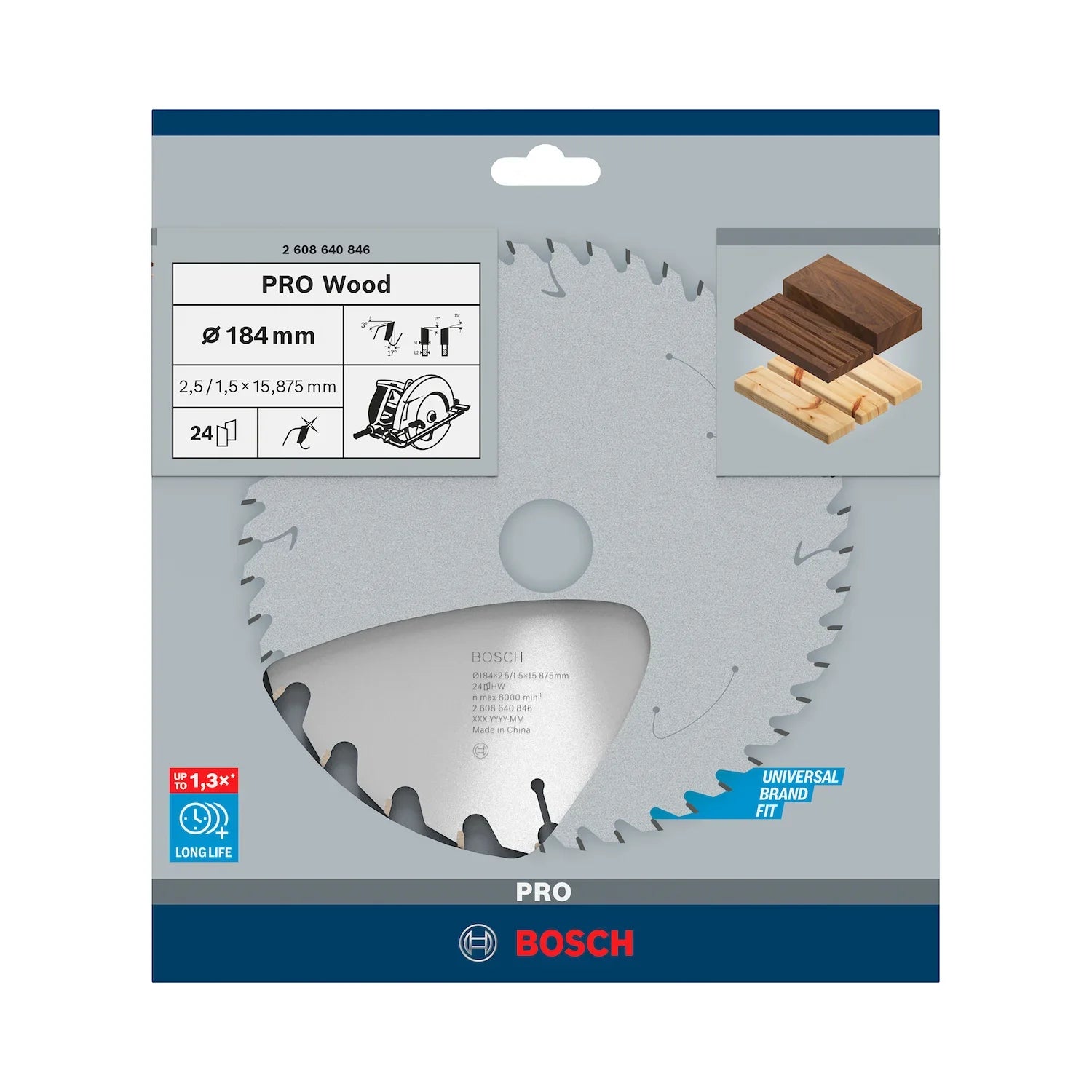 Disco de sierra circular Bosch PRO Wood 184mm, 24 dientes