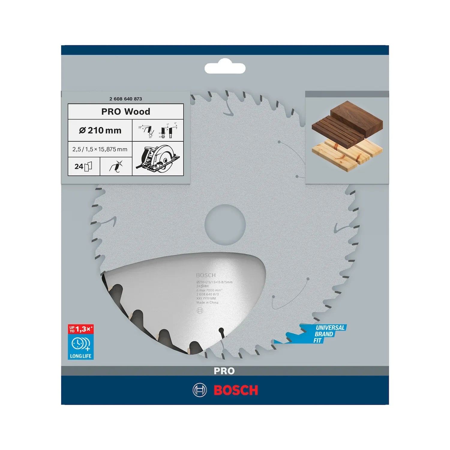 Disco de sierra circular Bosch PRO Wood 210mm, 24 dientes