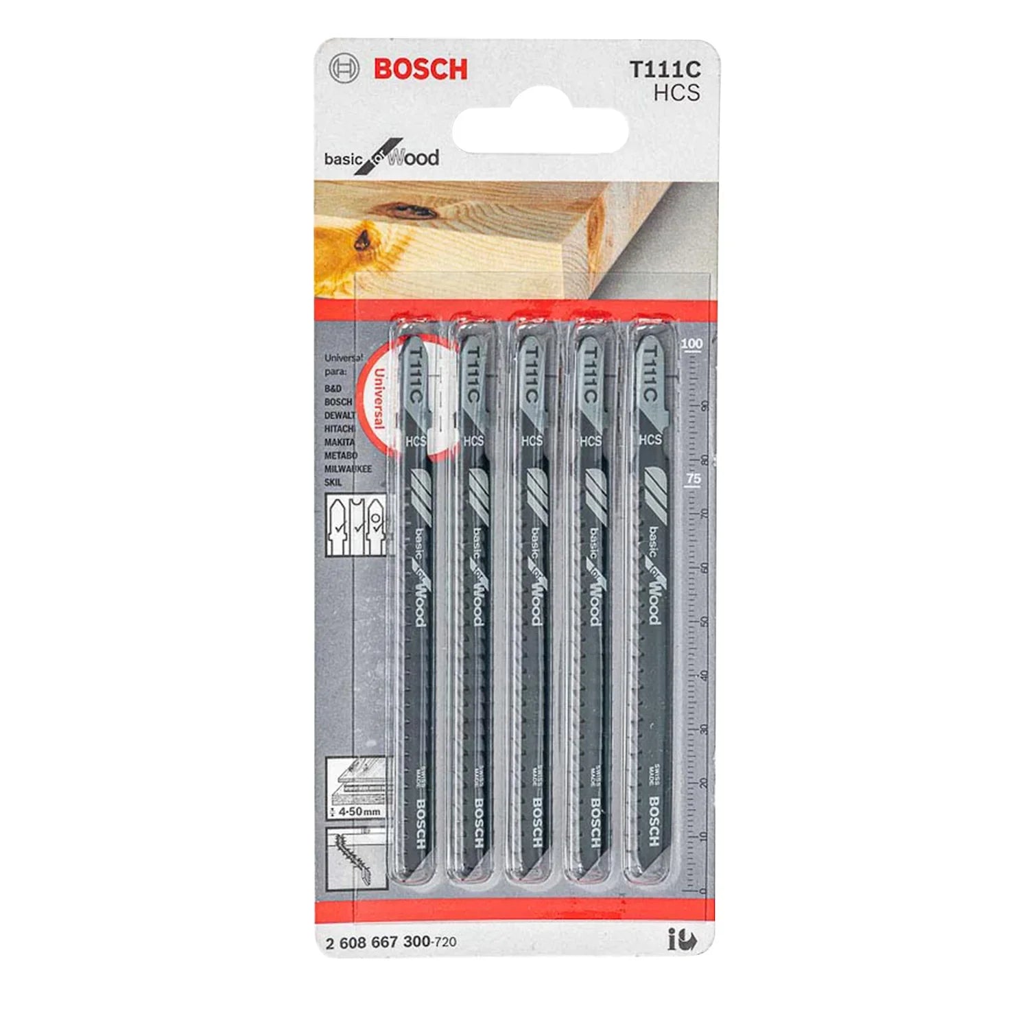 Segueta T111C Bosch Basic for Wood 5 unidades