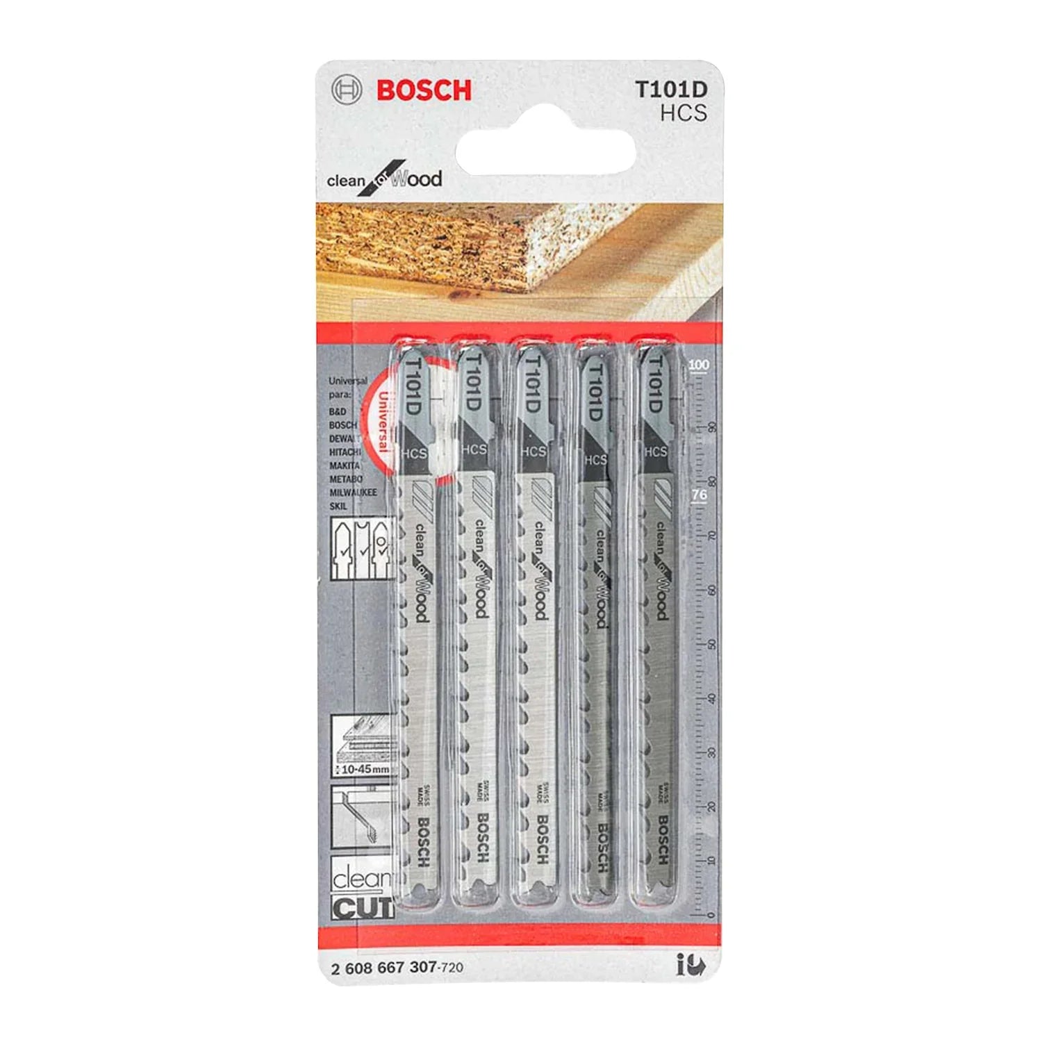 Segueta T101D Bosch Clean for wood 5 unidades