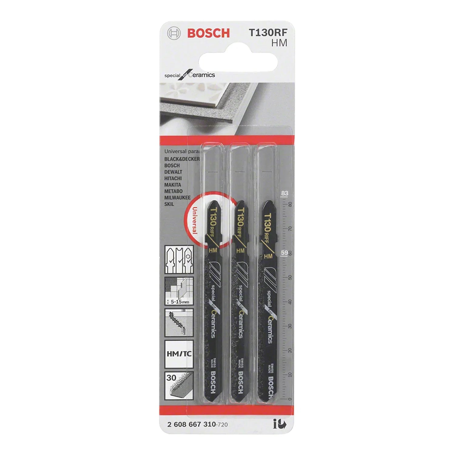 Segueta T130RF Bosch Special for ceramics 3und