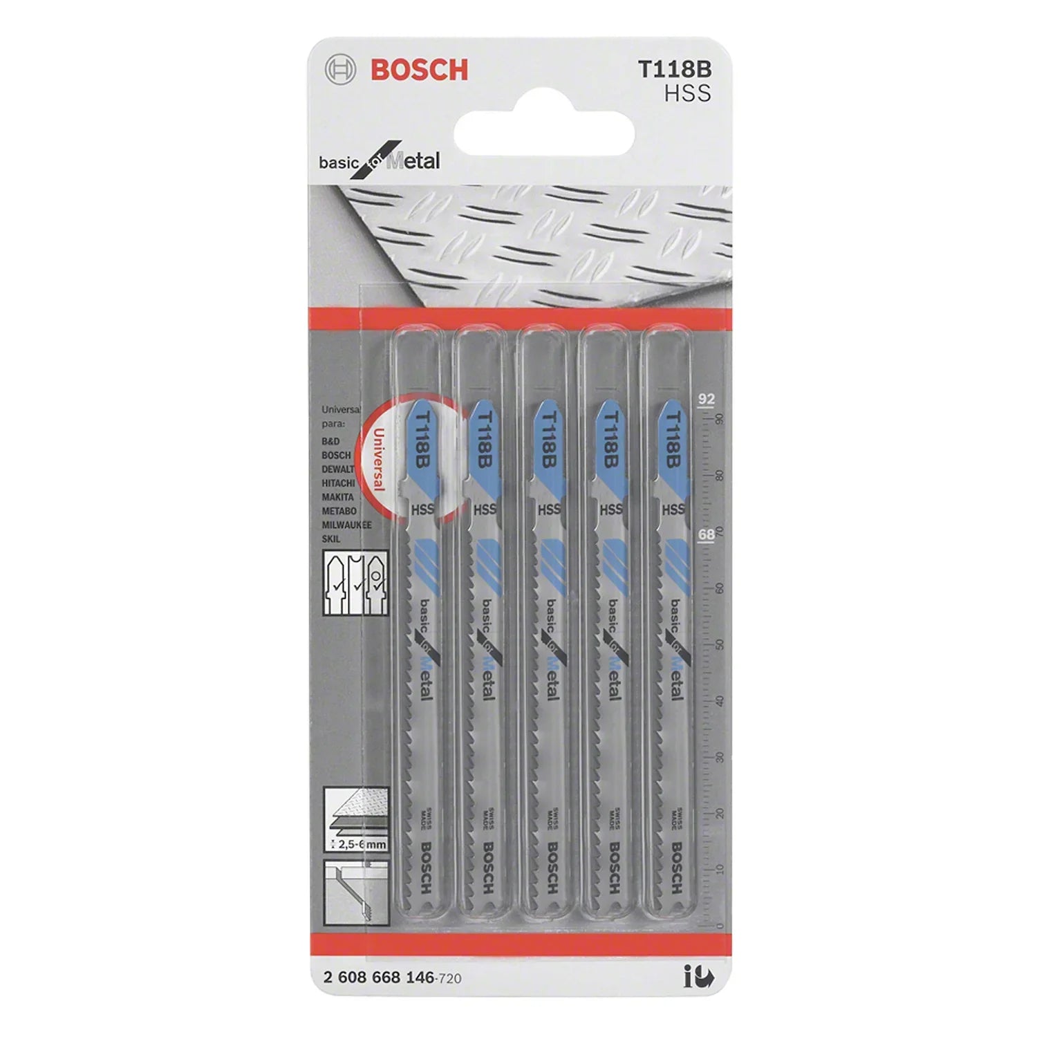 Segueta T118B Bosch Basic for metal 5 unidades