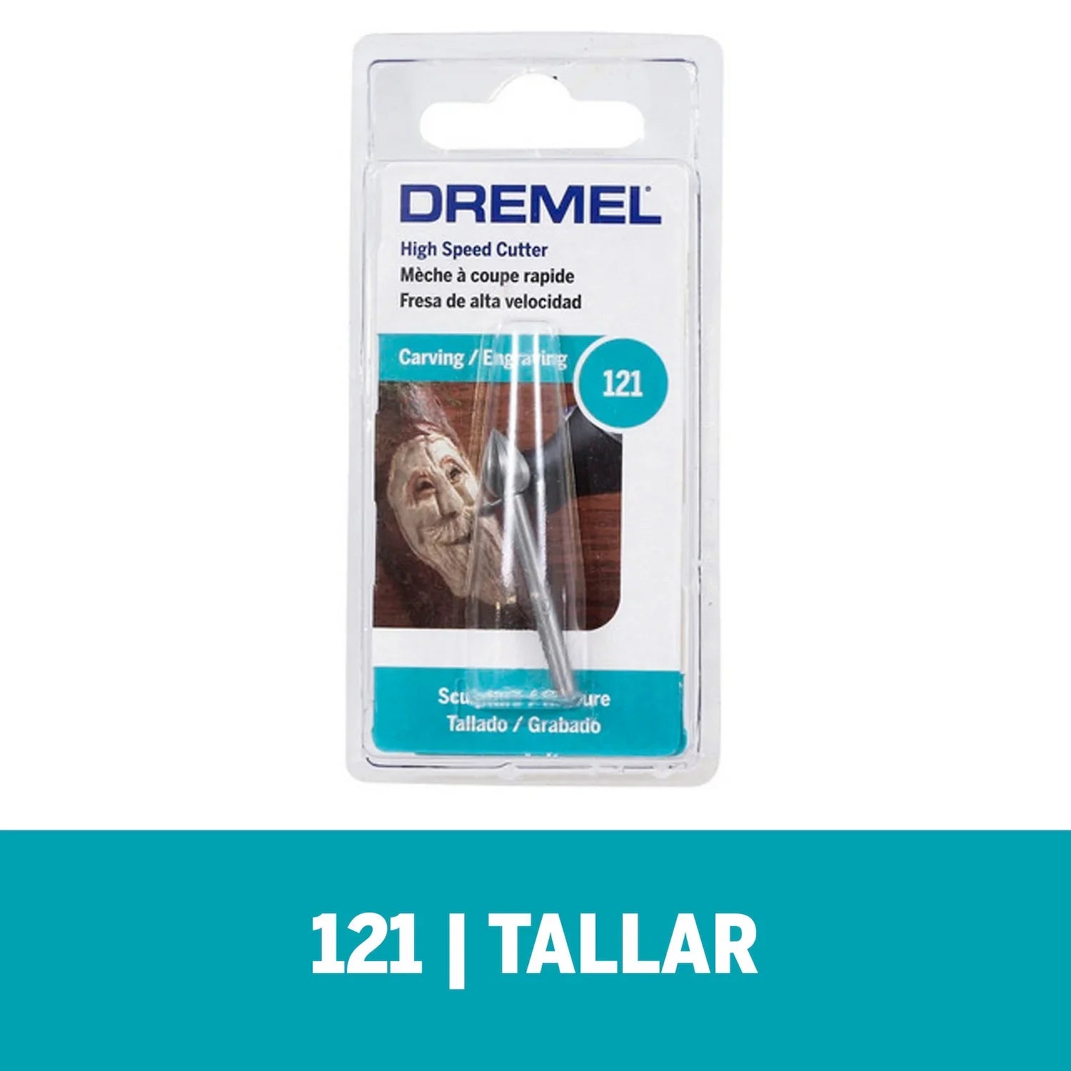 Fresa De Tallado De Punta Llama De Fuego De 6,4mm Para Madera, Metal, Cuero, Plástico, Goma y Cartón (Modelo 121) Dremel