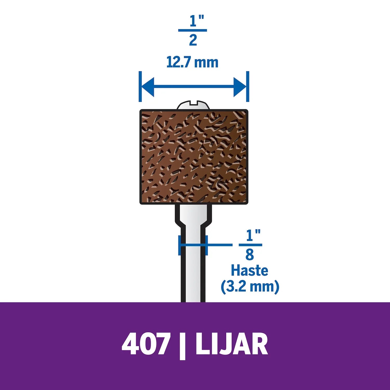 Mandril Vástago Adaptador De Lijado De 12,7mm Con Tubo De Lija De Grano Grueso Para Madera, Fibra De Vidrio, Plástico y Goma (Modelo 407) Dremel