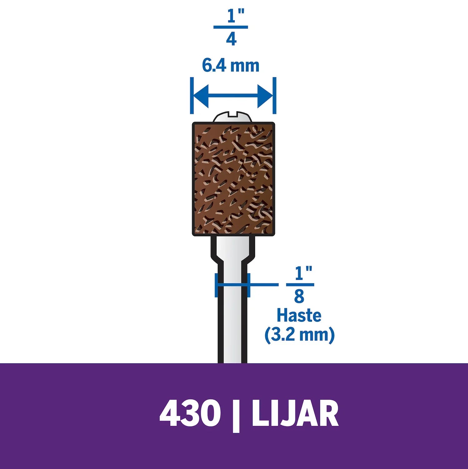 Mandril Vástago Adaptador De Lijado De 6,4mm Con Tubo De Lija De Grano Grueso Para Madera, Fibra De Vidrio, Plástico y Goma (Modelo 430) Dremel