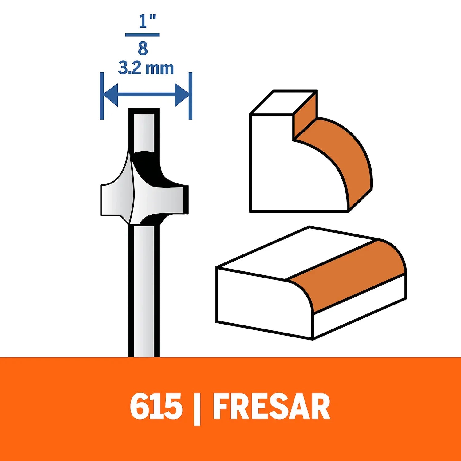 Fresa De Redondeado De Esquinas En Madera Para Acoples De Fresadora (Modelo 615) Dremel