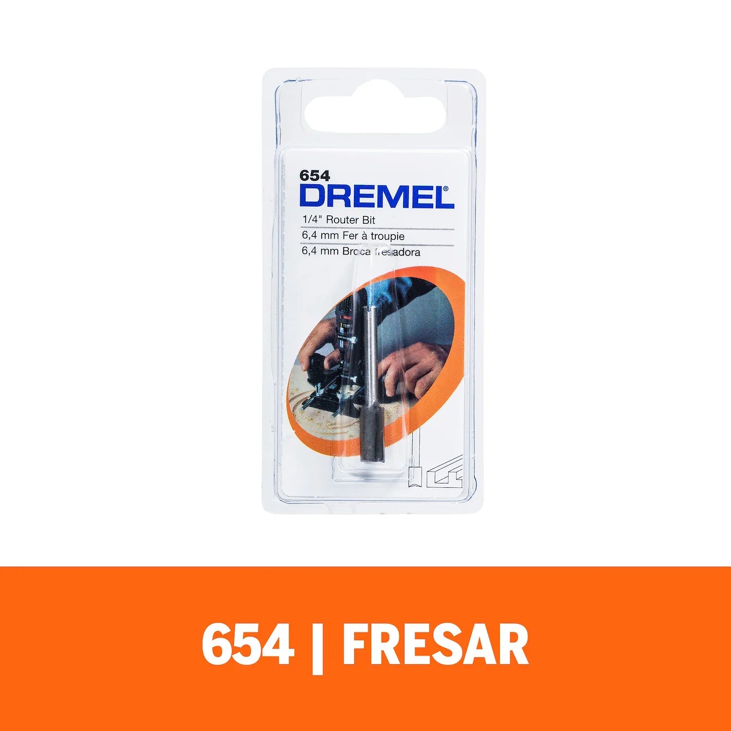 Fresa Recta De 6,4mm Para Madera Para Acoples De Fresadora (Modelo 654) Dremel