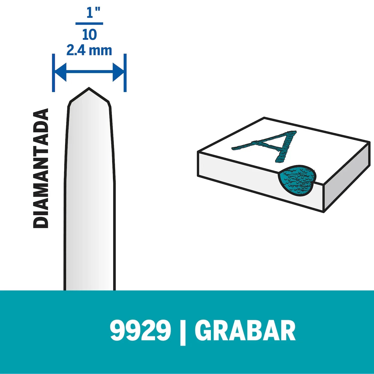 Punta Diamantada De Grabado Para Lapiz Grabador Para Vidrio, Piedra y Cerámica (Modelo 9929) Dremel