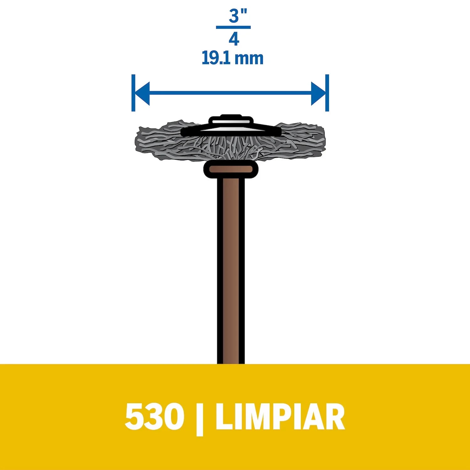 Cepillo De Acero Inoxidable De 19,1mm Para Limpieza De Acero Inoxidable, Aluminio, Plata y Estaño (Modelo 530) Dremel