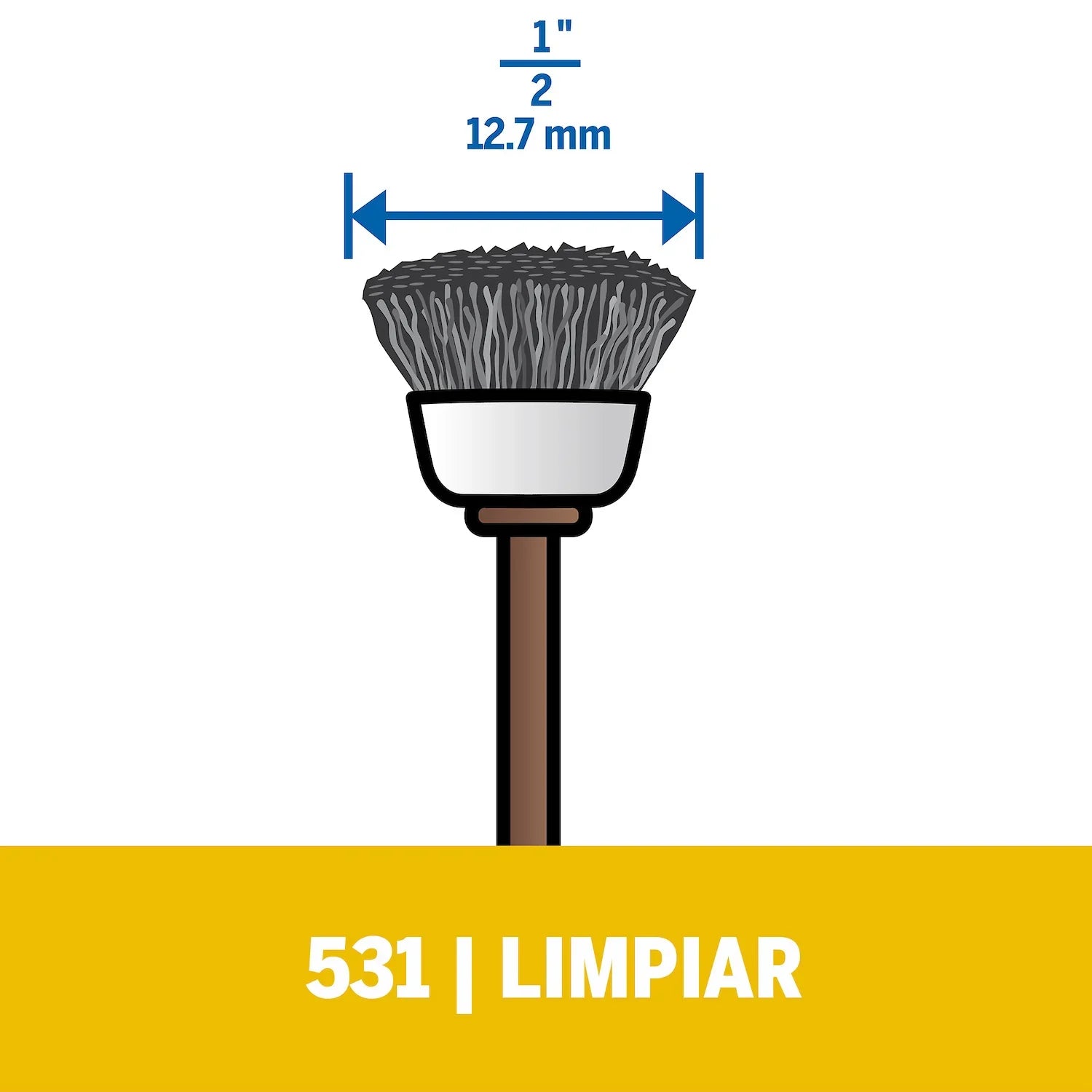 Cepillo De Acero Inoxidable De 12,7mm Para Limpieza De Acero Inoxidable, Aluminio, Plata y Estaño (Modelo 531) Dremel