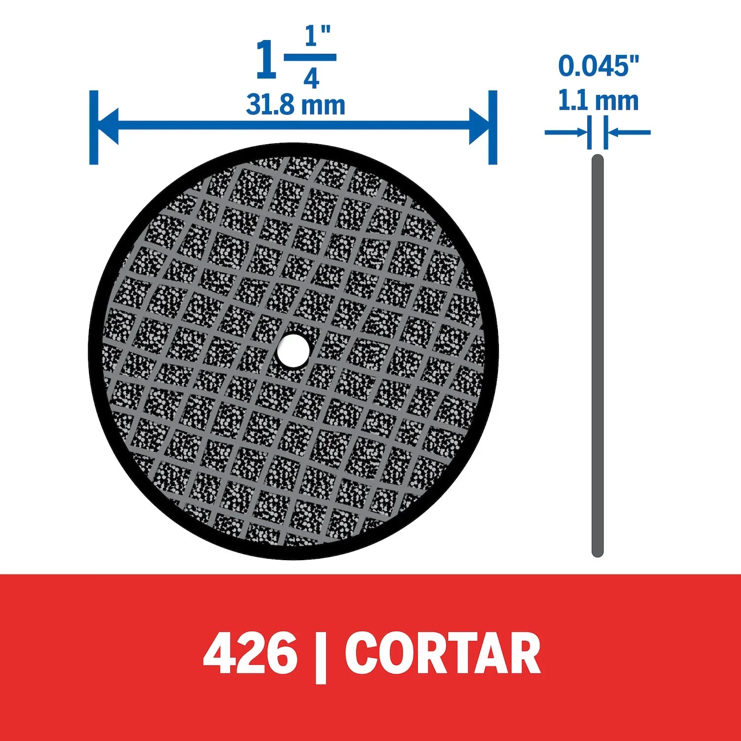 Set/Kit De Discos Reforzados De Corte Para Duración Superior De 31,8mm Espessor De 1,1mm Para Metal, Madera y Plástico 20 Piezas (Modelo 426B) Dremel