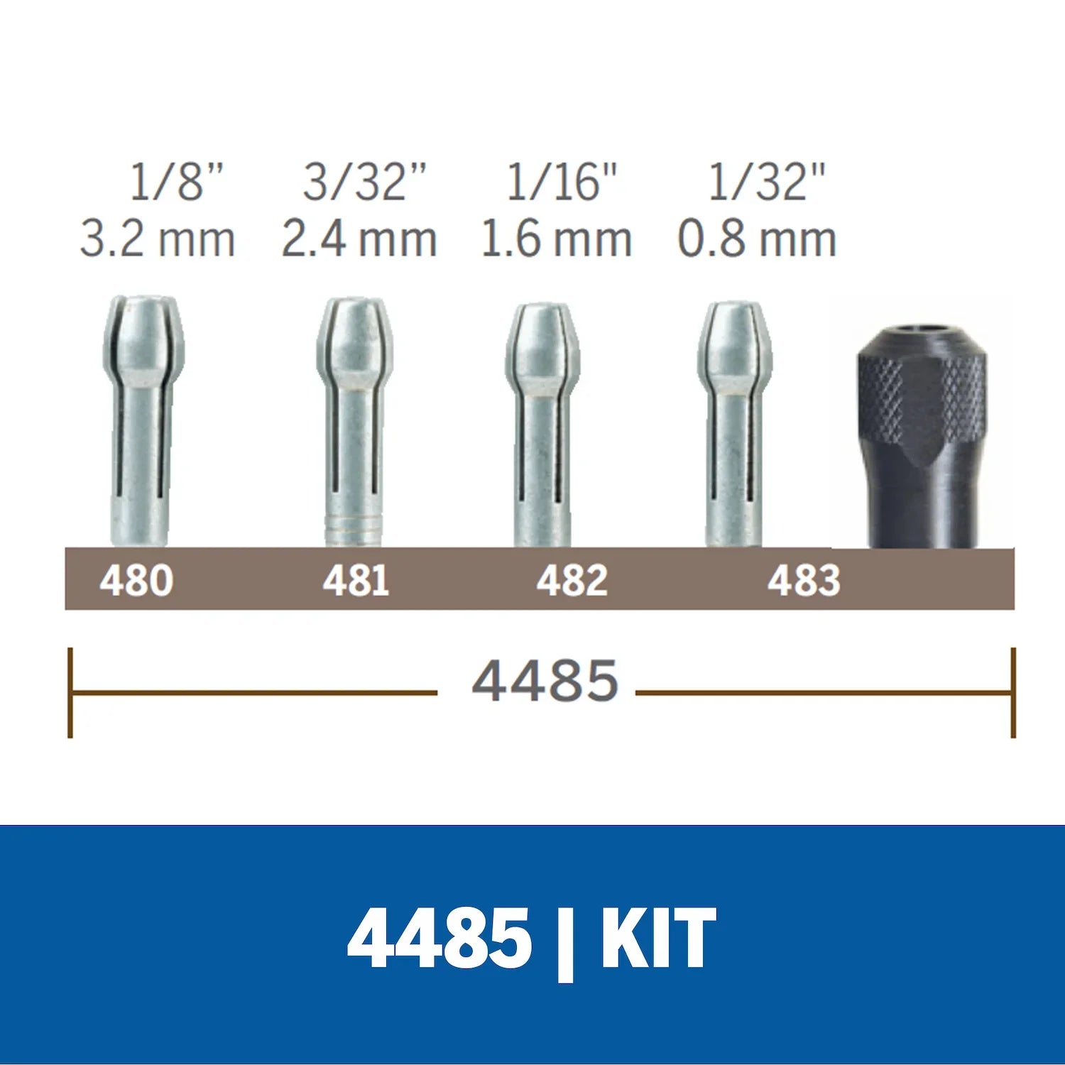 Set/Kit De Mandril y Boquillas Para Mototools 5 Piezas (Modelo 4485) Dremel