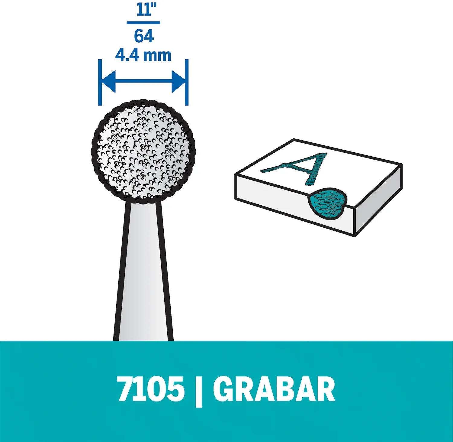 Fresa Diamantada De Grabado De Punta Redonda De 4,4mm Para Vidrio, Cerámica y Piedra (Modelo 7105) Dremel