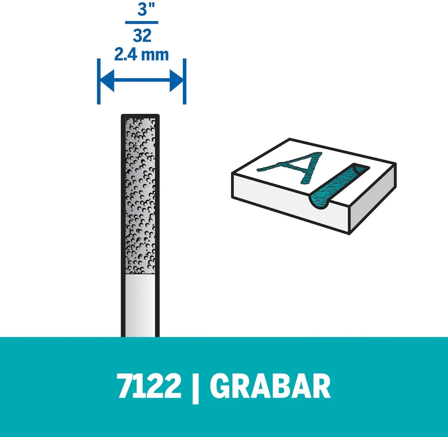 Fresa Diamantada De Grabado De Punta Cuadrada De 2,4mm Para Vidrio, Cerámica y Piedra (Modelo 7122) Dremel