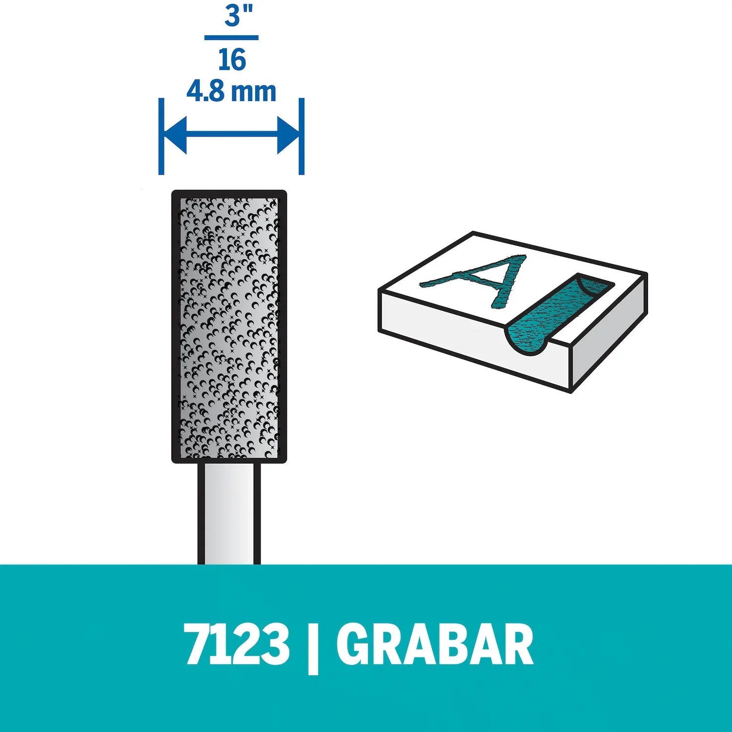 Fresa Diamantada De Grabado De Punta Cuadrada De 4,8mm Para Vidrio, Cerámica y Piedra (Modelo 7123) Dremel