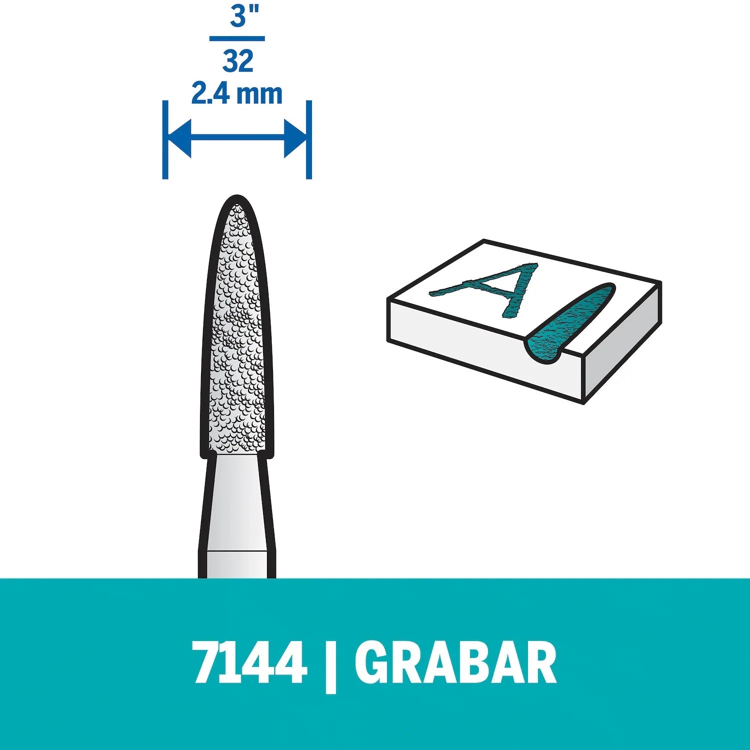 Fresa Diamantada De Grabado De Punta Delgada De 2,4mm Para Vidrio, Cerámica y Piedra (Modelo 7144) Dremel