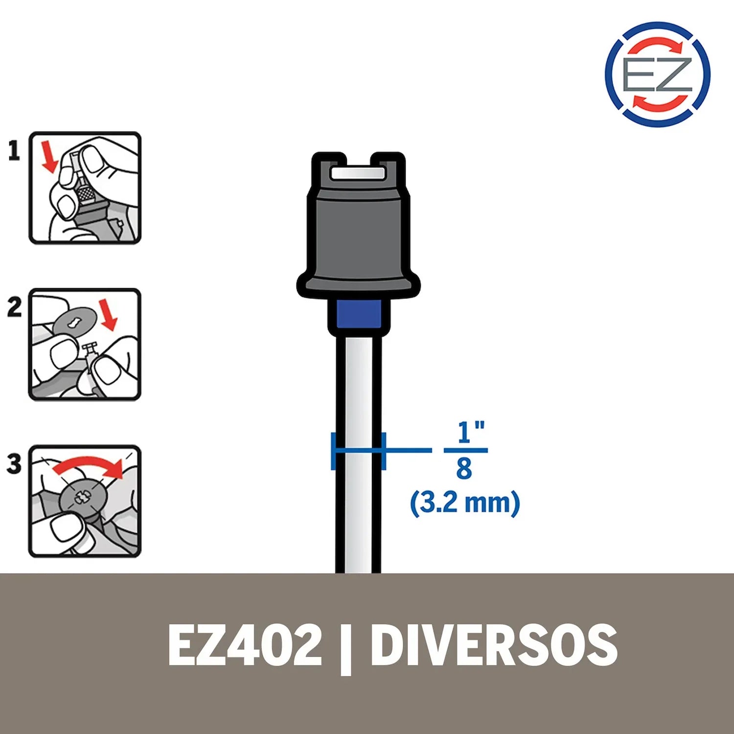 Mandril Vástago Adaptador Para Discos Del Sistema EZ Lock Cambio Rápido (Modelo EZ402) Dremel