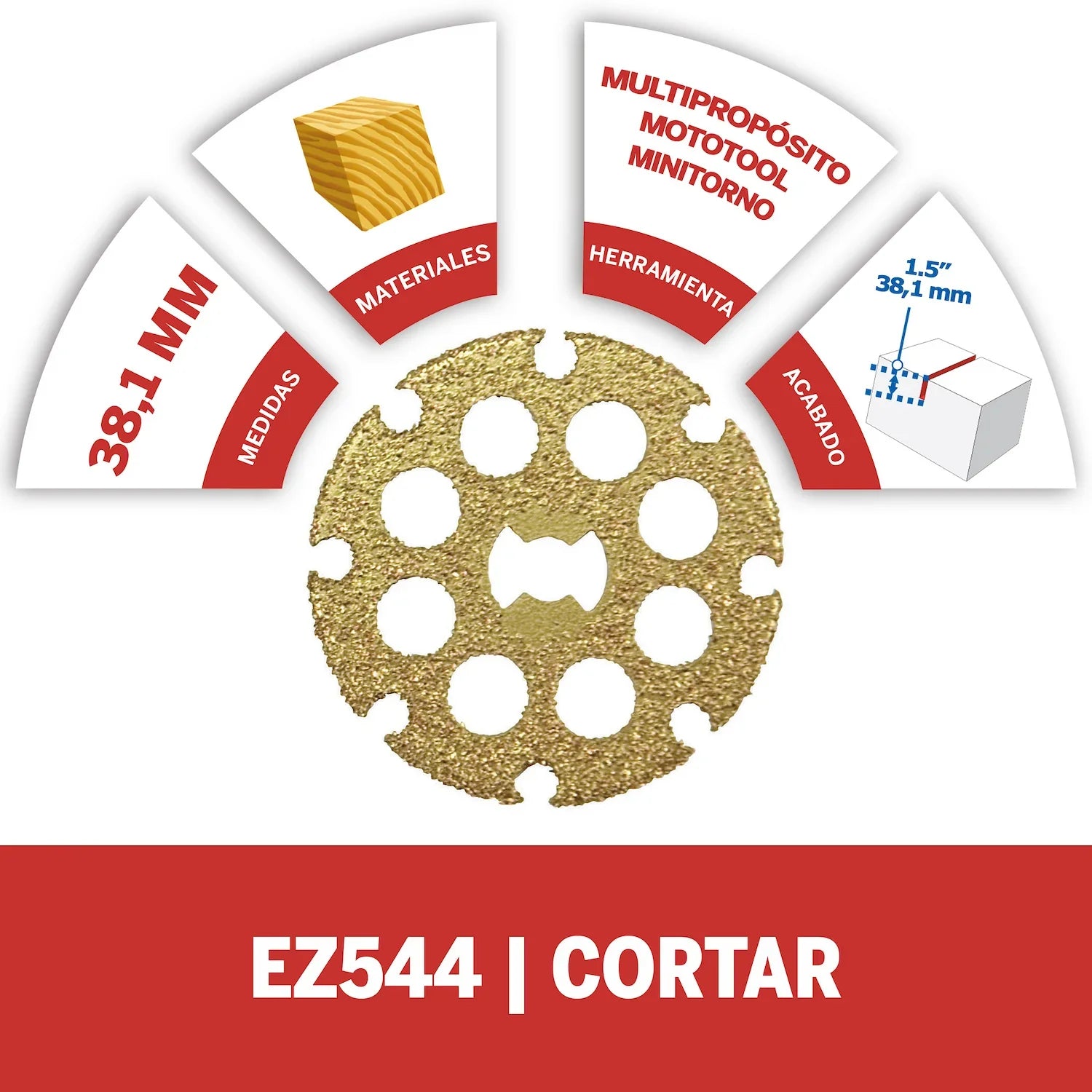 Disco De Corte/Perfilado De 38,1mm Para Madera Sistema EZ Lock Cambio Rápido (Modelo EZ544) Dremel