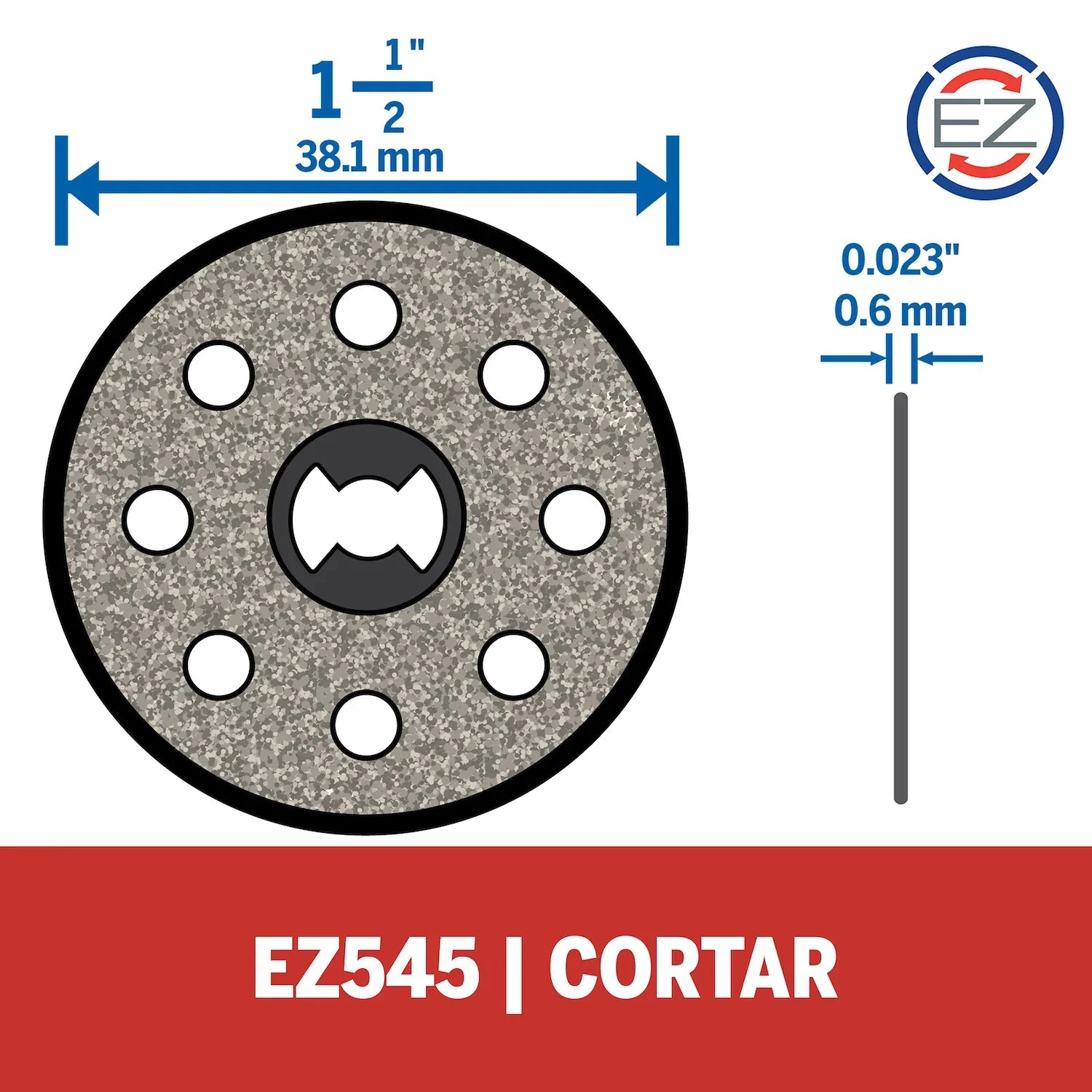 Disco Diamantado De 38,1mm Para Vidrio, Cerámica y Piedra Sistema EZ Lock Cambio Rápido (Modelo EZ545) Dremel