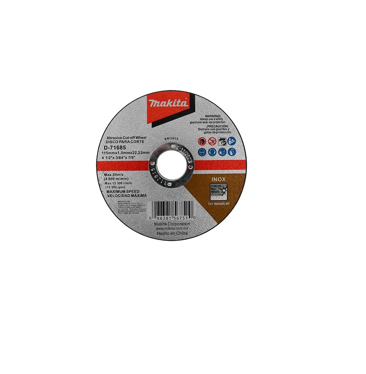Disco Abrasivo P/CORTE Acero INOX. 115 X 1.0 Mm